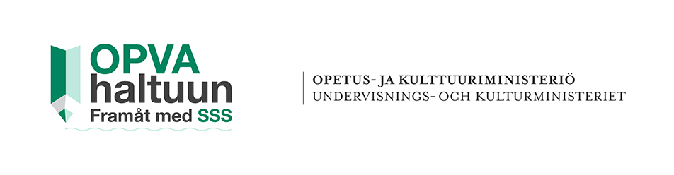OPVA-hankkeen logo sekä opetus-ja kulttuuriministeriön logo
