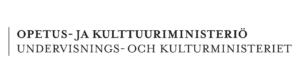 Opetus- ja kulttuuriministeriön logo, jossa myös teksti ruotsiksi.